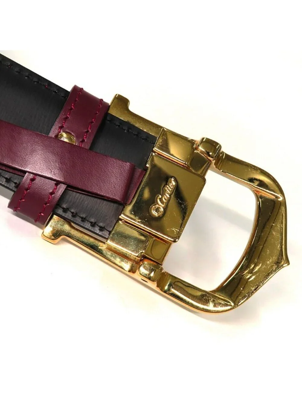Cartier C Longue Reversible Belt Burgundy & Black Cles